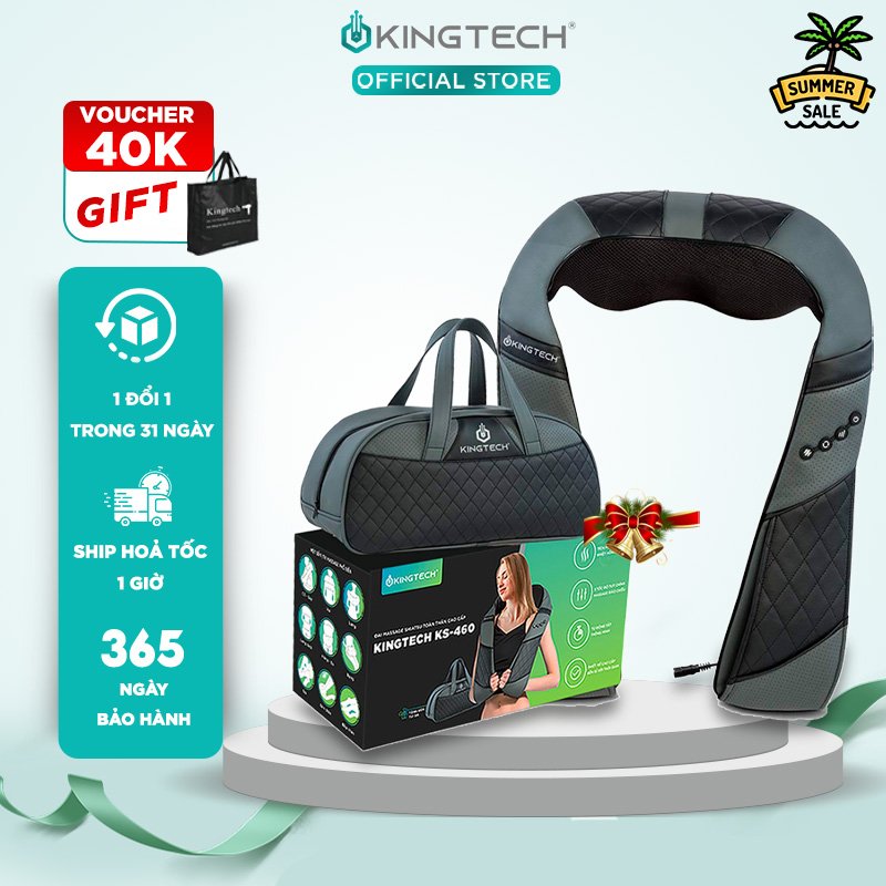 Máy Massage Cổ Vai Gáy Chuyên Sâu KINGTECH KS-460,  Chức Nhiệt Hồng Ngoại, Xoay Đảo Chiều - Hàng Chính Hãng