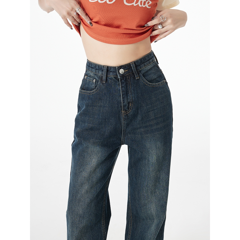 Quần Jean Ống Rộng Màu Xanh Trầm Chất QC Siêu Dày MYGIRL | BigBuy360 - bigbuy360.vn