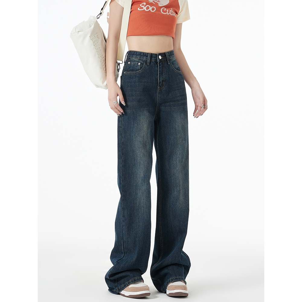 Quần Jean Ống Rộng Màu Xanh Trầm Chất QC Siêu Dày MYGIRL | BigBuy360 - bigbuy360.vn