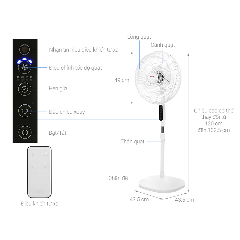 Quạt đứng Turbo Life Tefal – VH659690 - Hàng Chính Hãng