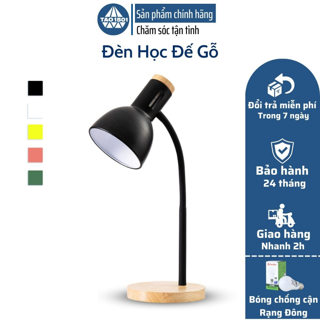 Đèn bàn học đế gỗ, đèn led để bàn làm việc đọc sách - Phù hợp bảo vệ mắt, chống cận, decor