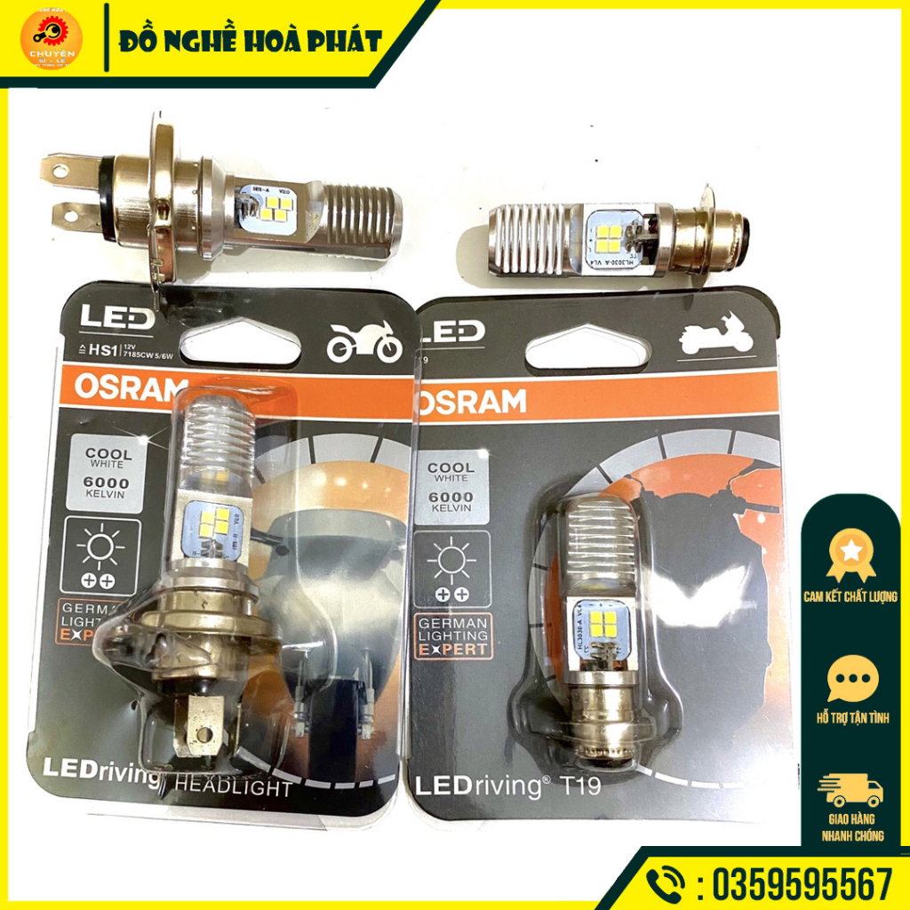Bóng Pha LED Osram Dream- Wave siêu sáng - Chân M5-H4 Chạy Điện Bình Điện Máy