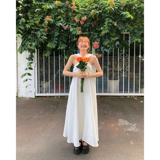 Đầm 2 dây cổ yếm hở lưng form suông siêu xinh Ulzzang | AMORY DRESS | Secodee
