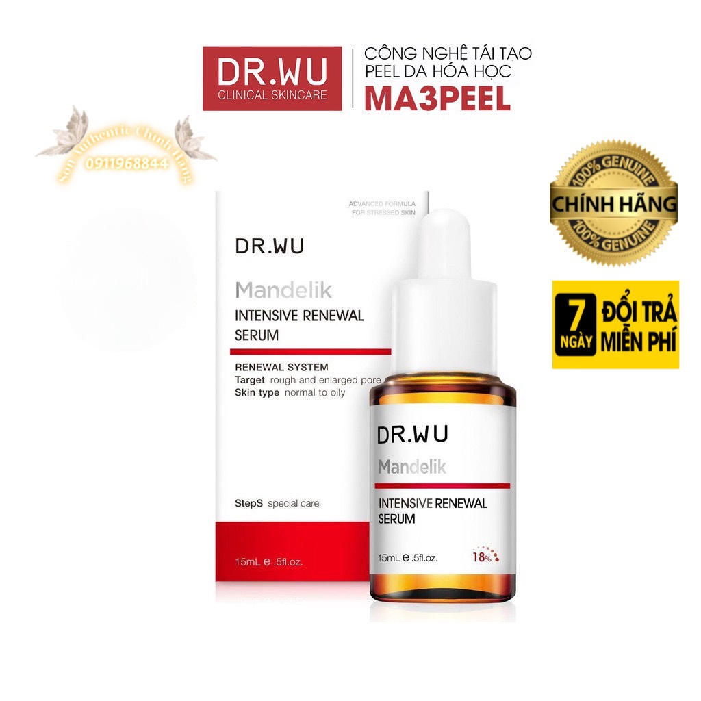 Serum Tái Tạo Da DR.WU Mandelic Acid 18% Mandelik Renewal 30ml Đài Loan