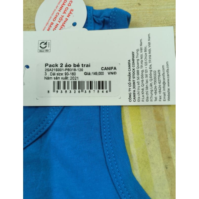 Pack 2 áo ba lỗ cotton bé trai Canifa
