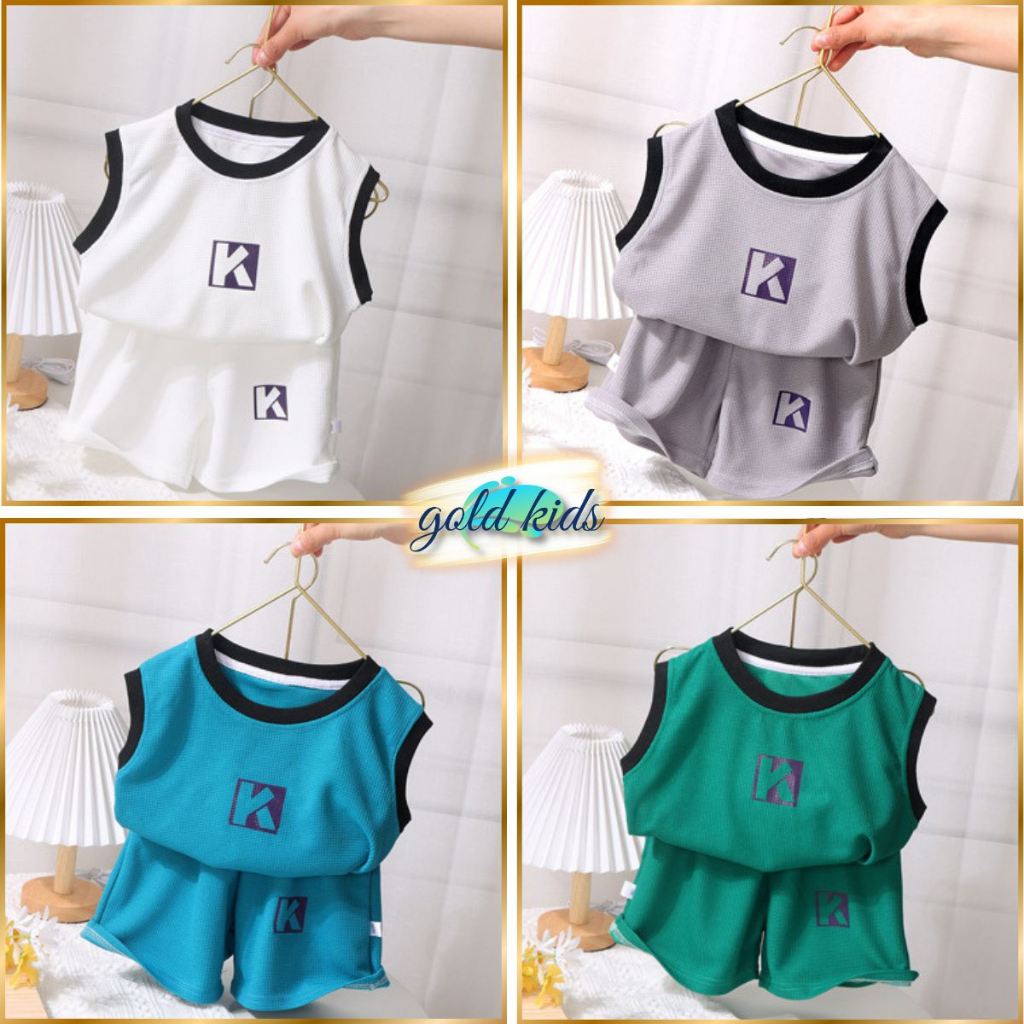Quần Áo Trẻ Em Bộ Đồ Bé Trai Cộc Tay Goldkids Đồ Bộ Ba Lỗ Quần Đùi Cho Bé Thoáng Mát 2 - 10 Tuổi