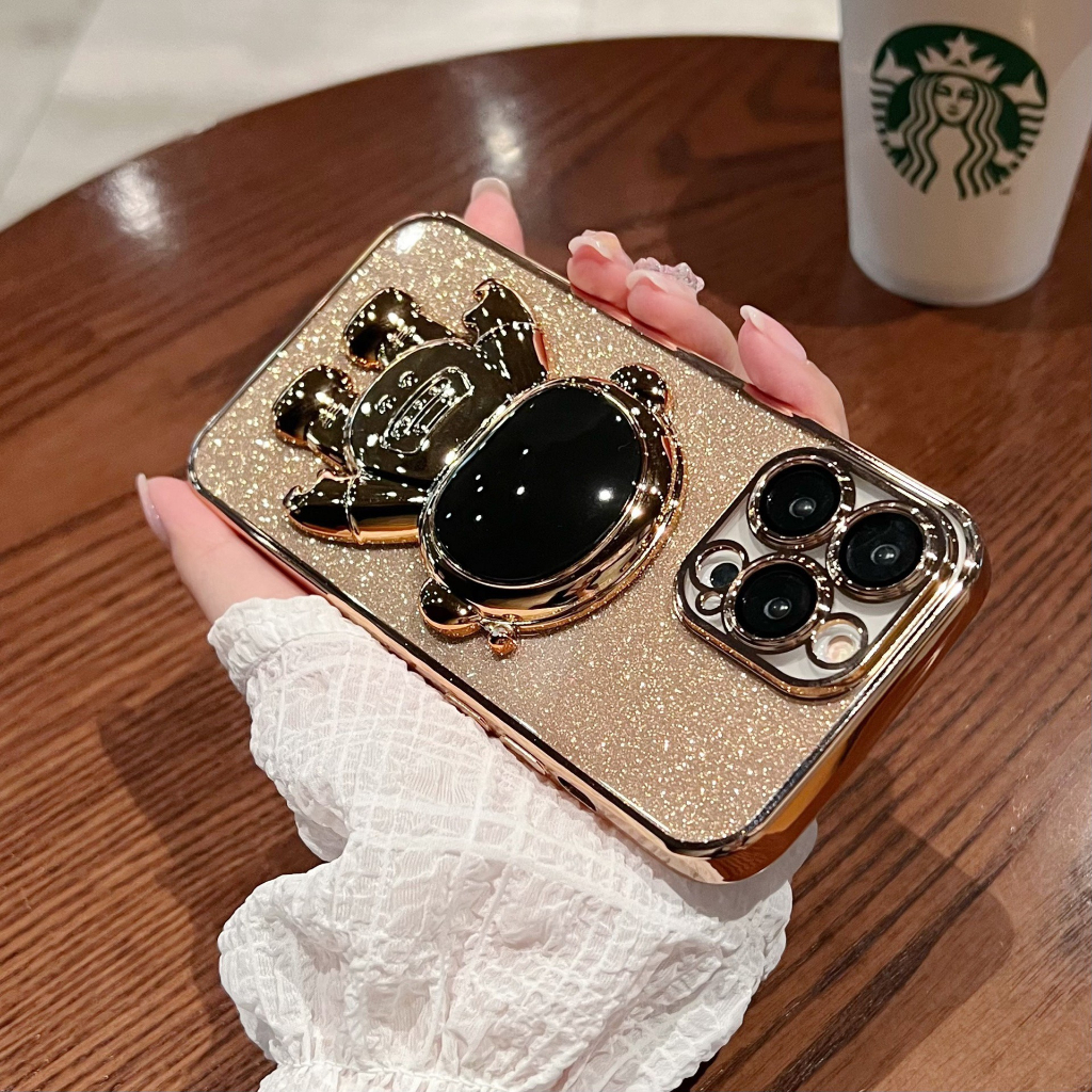Ốp Điện Thoại Iphone Trong Suốt Mạ Kim Tuyến Có Giá Đỡ Cho Iphone 13 12 11 Pro Max Xs Max