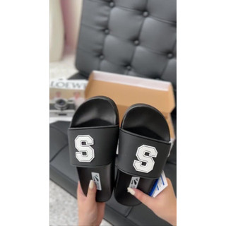 DEP Dép Logo Chữ S Second Sunday_Evening Slides unisex êm chân chống trơn trượt Dép nam nữ quai ngang bản TREND - Tặng