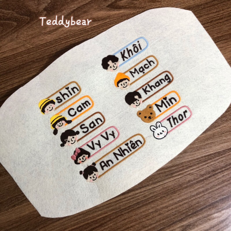 TEDDYBEAR🐻 PATCH ỦI / MIẾNG VÁ Thêu Tên Bé - Thêu Phù Hiệu - Thêu Vi Tính - dùng để ủi -may vào áo, quần, cặp, balo