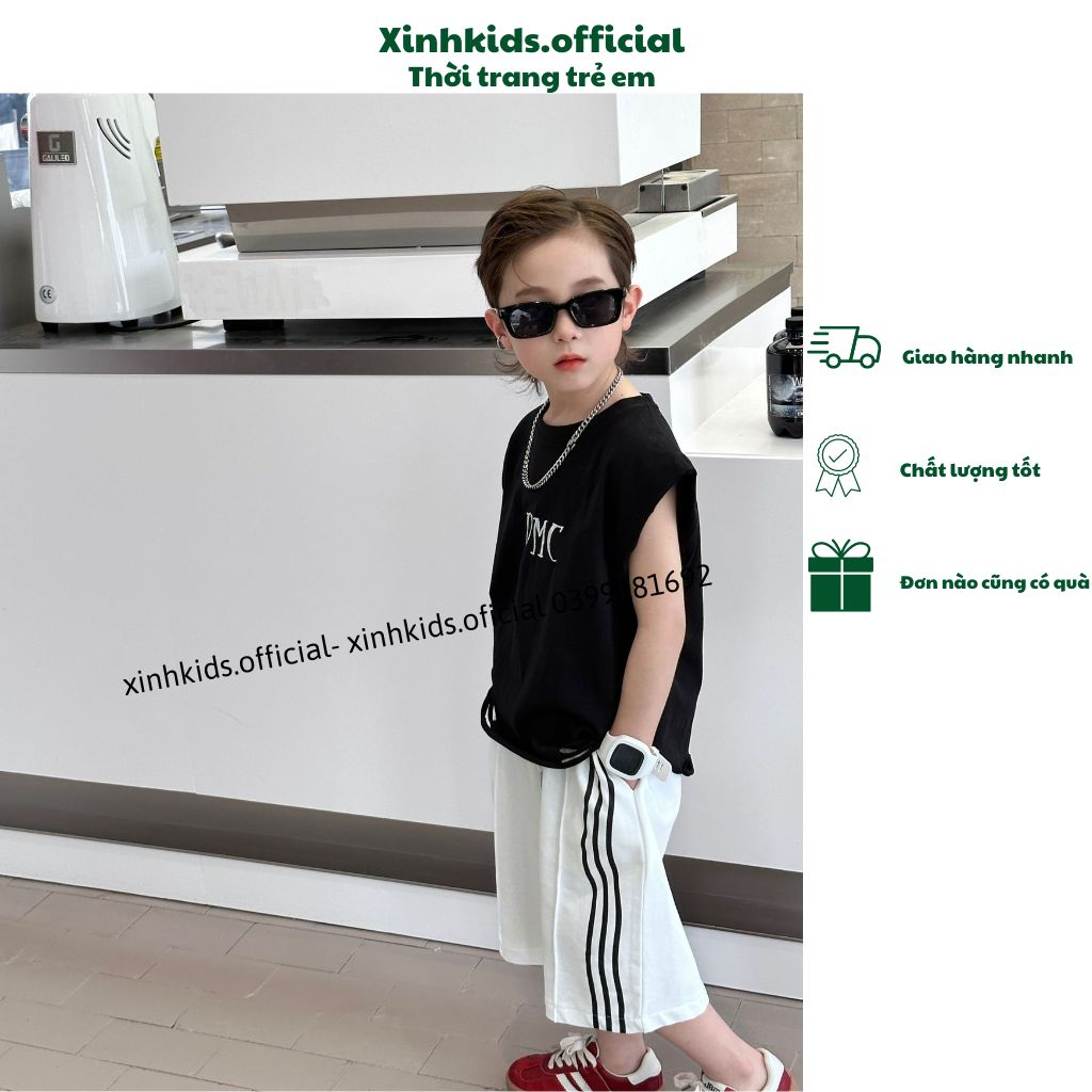 Áo tanktop hàng cao cấp cho bé trai phong cách Hàn Quốc mẫu mới 2023, áo sát nách OMC mùa hè cho bé.