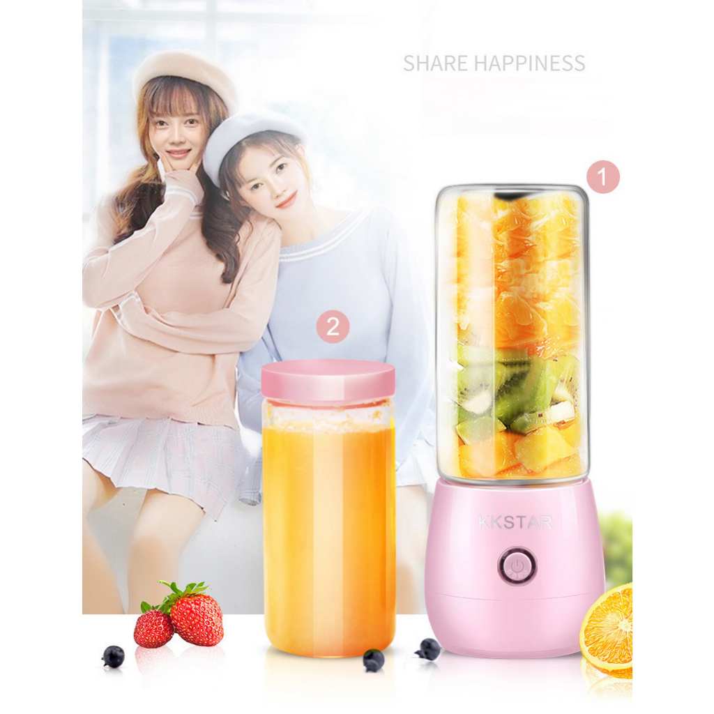Máy xay sinh tố cầm tay pin 1500mAh, tích hợp cốc thủy tinh độ bền cao, 1 lần sạc sử dụng 10 lần, tự động làm sạch.
