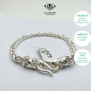 Lắc tay nam bạc ta cao cấp, lắc tay xà 2 đầu bo xoắn nam Bạc Bảo Tín Thanh Thủy