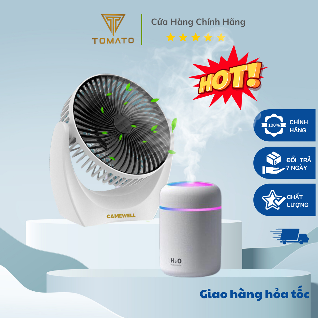Quạt mini + máy phun sương mini, combo quạt để bàn mini + máy phun sương mini - Tomato.Store