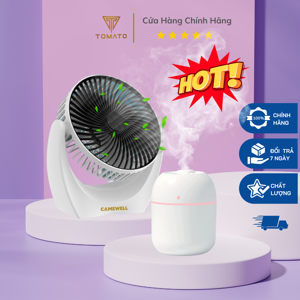 Quạt mini + máy phun sương mini, combo quạt để bàn mini + máy phun sương mini - Tomato.Store