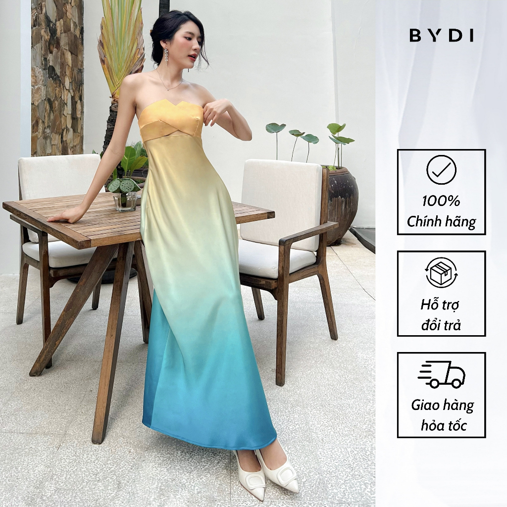 Váy Nữ Lụa Đan Ngực Sang Trọng BYDI Design, Đầm In Loang Màu Phom Maxi Suông Dài Nữ Tính | SINNE DRESS
