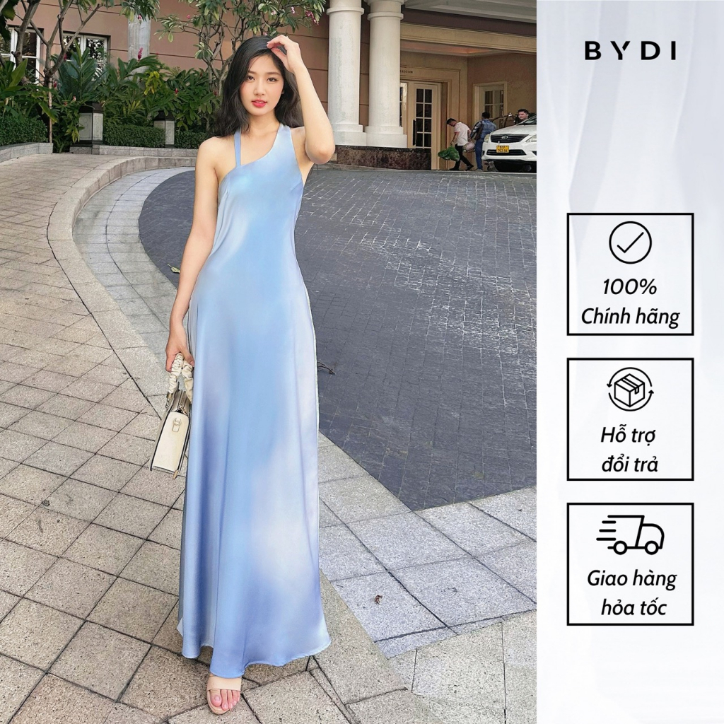 Váy Nữ Lụa Maxi Suông Dài BYDI Fashion, Đầm Nữ In Loang Xanh Thời Thượng | LANIT DRESS