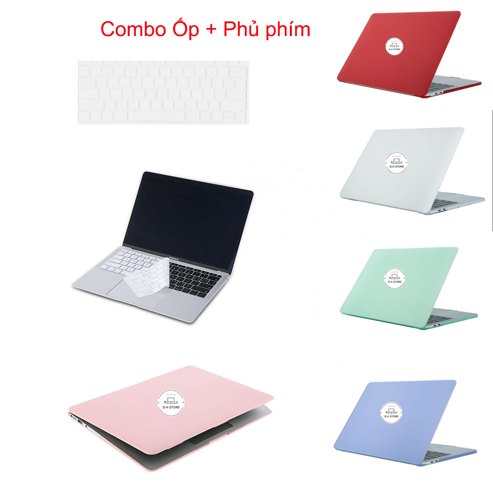 Ốp Macbook (Combo 2in1) + Phủ phím trong suốt Pro 13/14 inch,Air 13/13.6 inch + Tặng gương soi mini