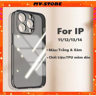 Ốp lưng điện thoại mềm dẻo màu xám trong suốt cho 15 14 13 11 Pro MAX 14 Plus 12 ProMAX MVSTORE