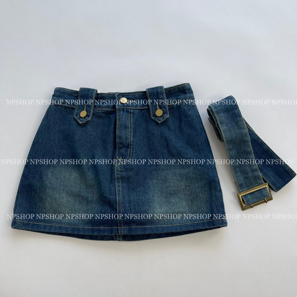 Chân váy jean ngắn ôm body có lót quần trong màu xanh bụi NP43