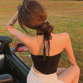 ÁO YẾM NỮ THẮT NƠ CỔ / CỔ V DÁNG CROPTOP VẢI LEN BÔNG CO GIÃN