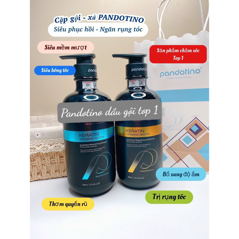 Cặp gội xả Pandotino  kích mọc tóc ,hương thơm mát 800ml