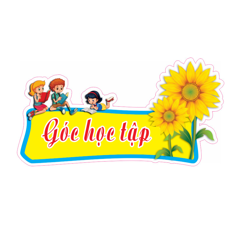 Góc thư viện, góc học tập, góc thiên nhiên, góc trưng bày, góc sáng tạo in decan bóc dán kích thước 30x15cm