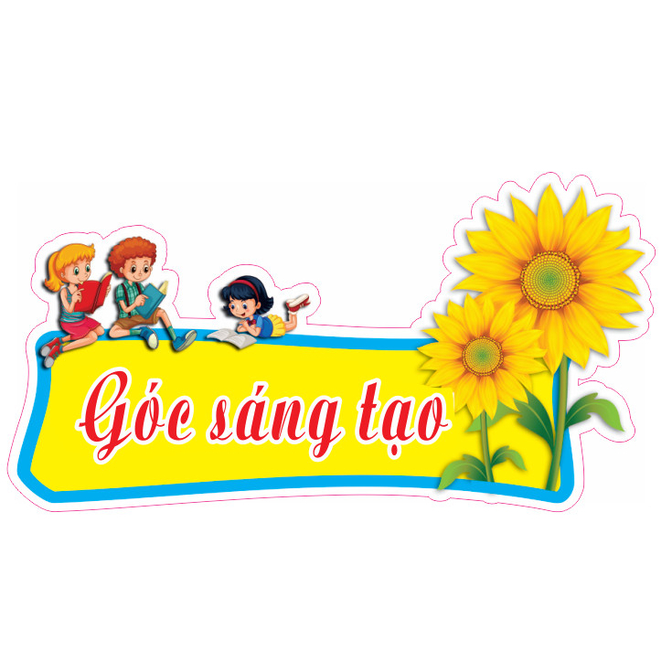 Góc thư viện, góc học tập, góc thiên nhiên, góc trưng bày, góc sáng tạo in decan bóc dán kích thước 30x15cm