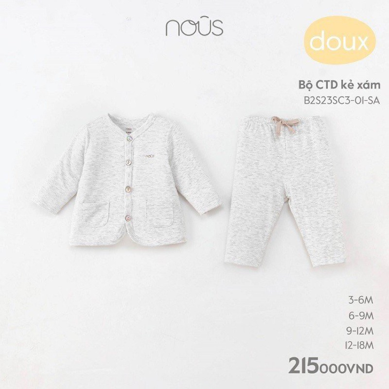 NOUS chính hãng - Bộ dài tay vải mềm mát cho bé