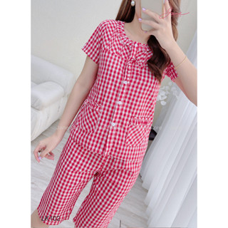 Set Đồ Kẻ Caro Đồ Bộ lửng Nữ mặc nhà Jane mã LK10