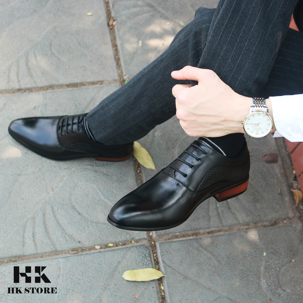 Giày tây nam da bò nhập kết hợp đế phíp, đế gỗ cao cấp chống nhăn da hàng cao cấp sang trọng gt08