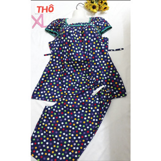 Bộ lửng bầu vải kate thô hoa và chấm bi mềm mặc mát