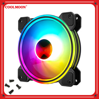 Quạt Tản Nhiệt, Fan Led RGB Coolmoon M1 - Led Dual Ring (Led tâm + Led viền) - Tặng kèm ốc vít