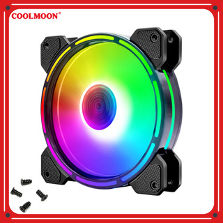 Quạt Tản Nhiệt, Fan Led RGB Coolmoon V9 - Led Dual Ring (Led tâm + Led viền) - Tặng kèm ốc vít