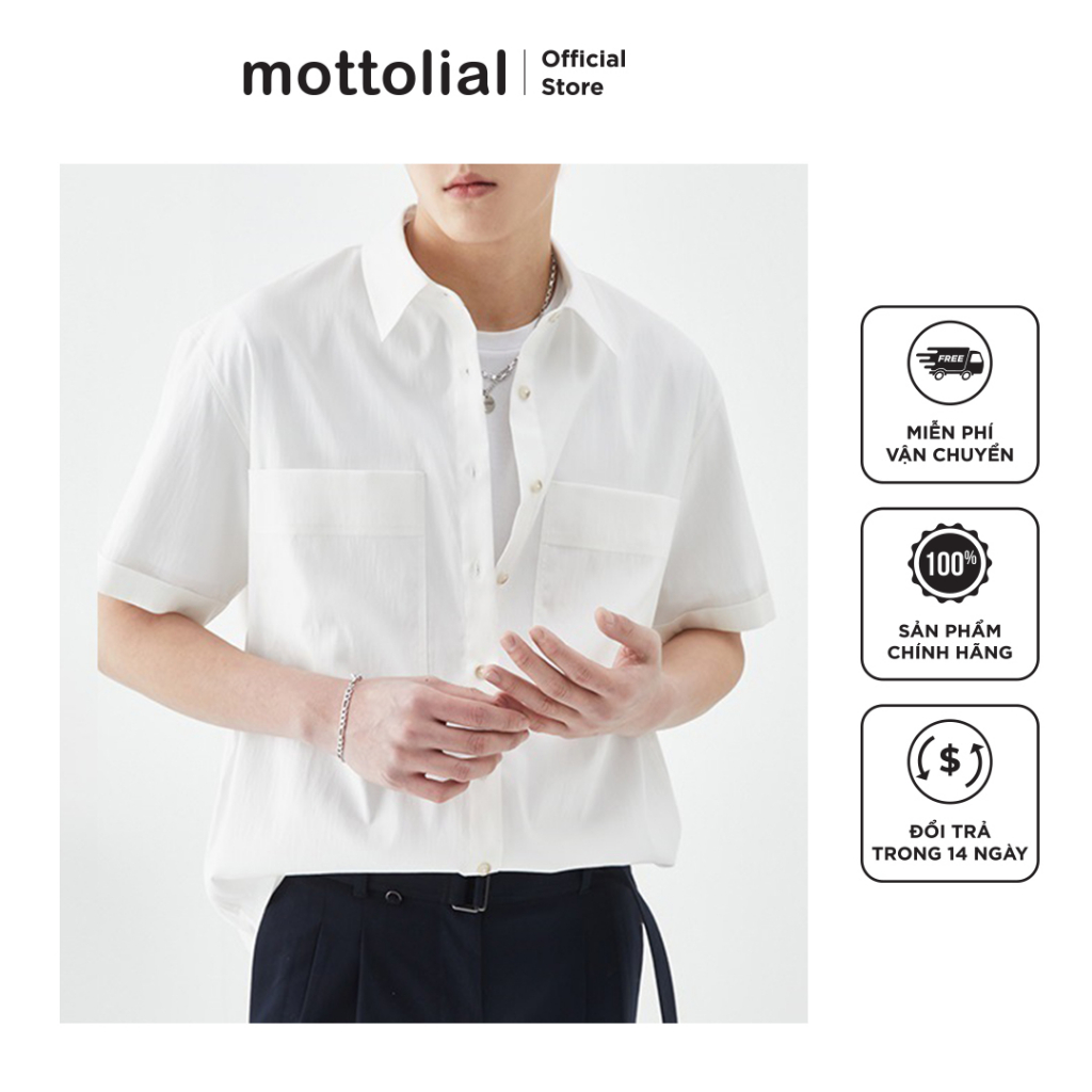 Áo sơ mi vải nhún 2 túi - Thời trang nam cao cấp | Mua ngay tại Mottolial - TRẮNG