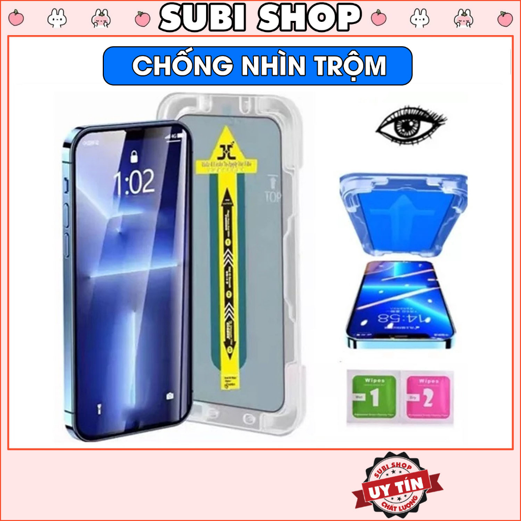Kính Cường Lực iPhone Chống Nhìn Trộm Kingkong Có Khung Tự Dán Full Màn 7plus 8plus x xr xs max 11 12 13 14 pro max plus