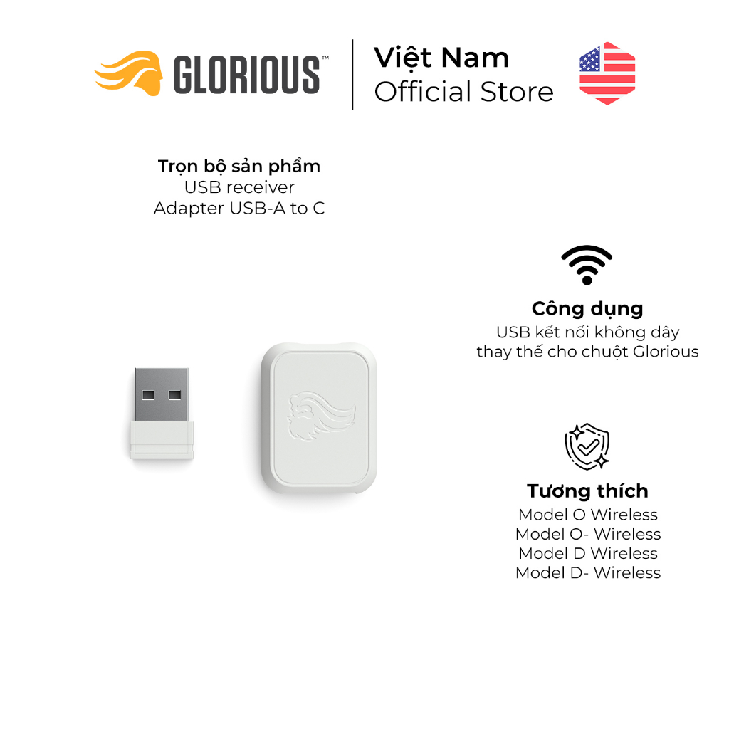 Dongle thay thế Glorious Wireless Dongle Kit - Hàng Chính Hãng