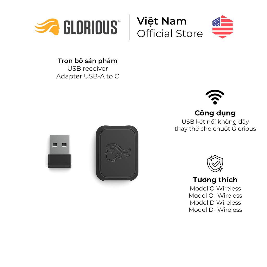 Dongle thay thế Glorious Wireless Dongle Kit - Hàng Chính Hãng