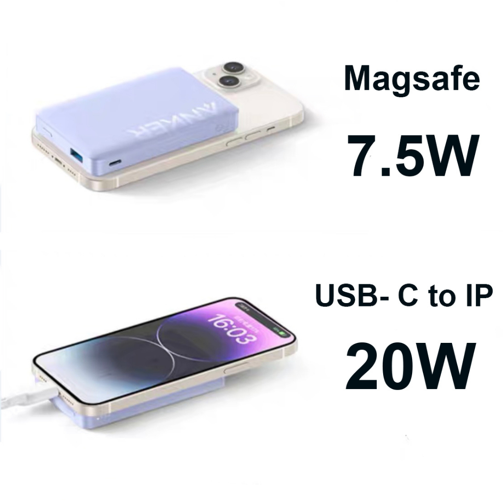 Sạc dự phòng Anker 10000mAh MagGo 334 Magnetic Battery - A1642 Từ tính không dây dây Hít Lưng  IP 12 13 14 Pro Max