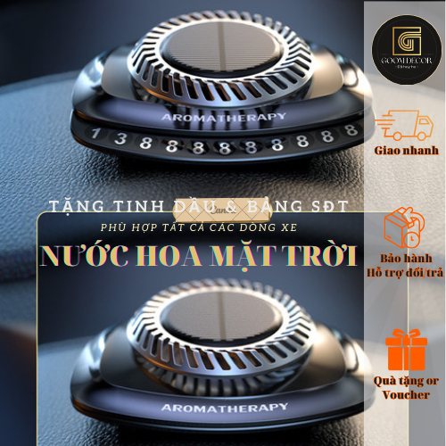 Nước hoa xe hơi Aromatherapy kèm bảng số điện thoại cao cấp tự khuếch tán sử dụng năng lượng mặt trời