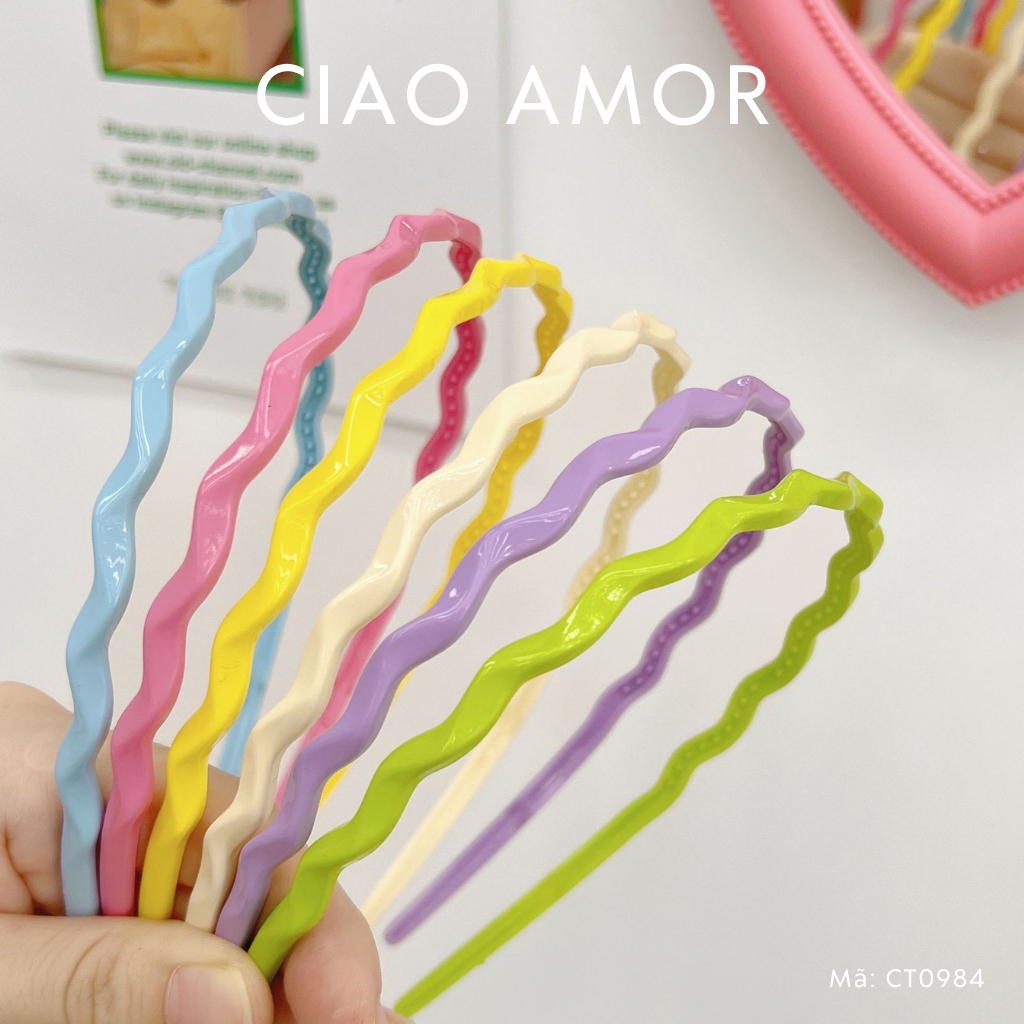 Cài tóc nữ nhựa màu sắc mảnh lượn Phụ kiện tóc nữ Ciao Amor - CT0984