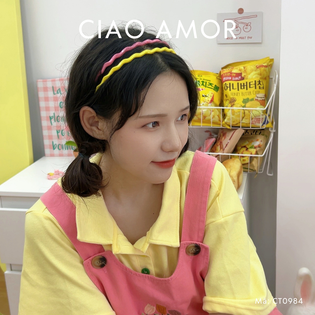 Cài tóc nữ nhựa màu sắc mảnh lượn Phụ kiện tóc nữ Ciao Amor - CT0984