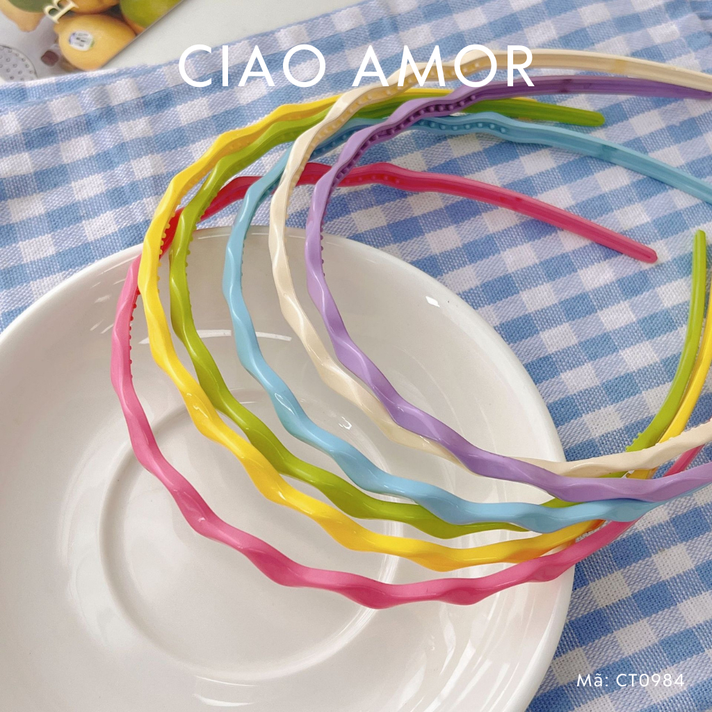 Cài tóc nữ nhựa màu sắc mảnh lượn Phụ kiện tóc nữ Ciao Amor - CT0984