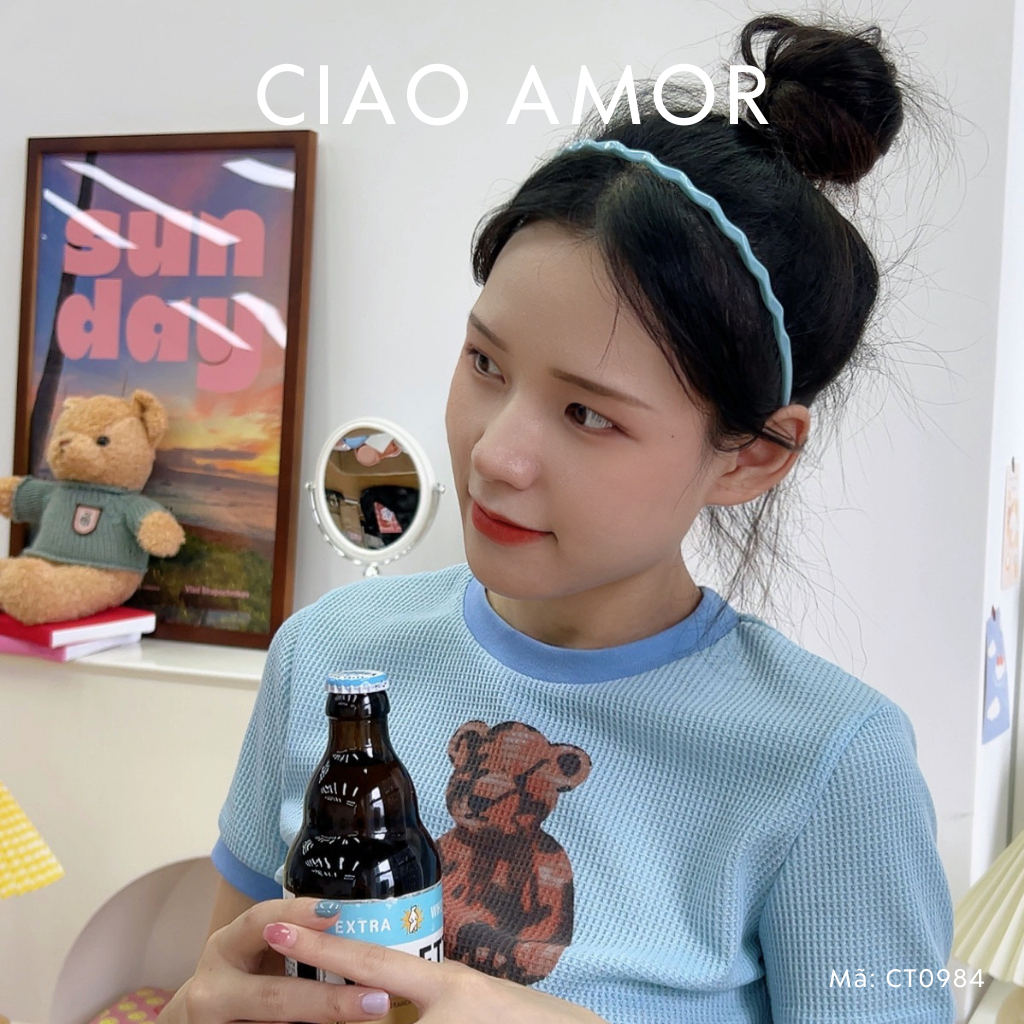 Cài tóc nữ nhựa màu sắc mảnh lượn Phụ kiện tóc nữ Ciao Amor - CT0984