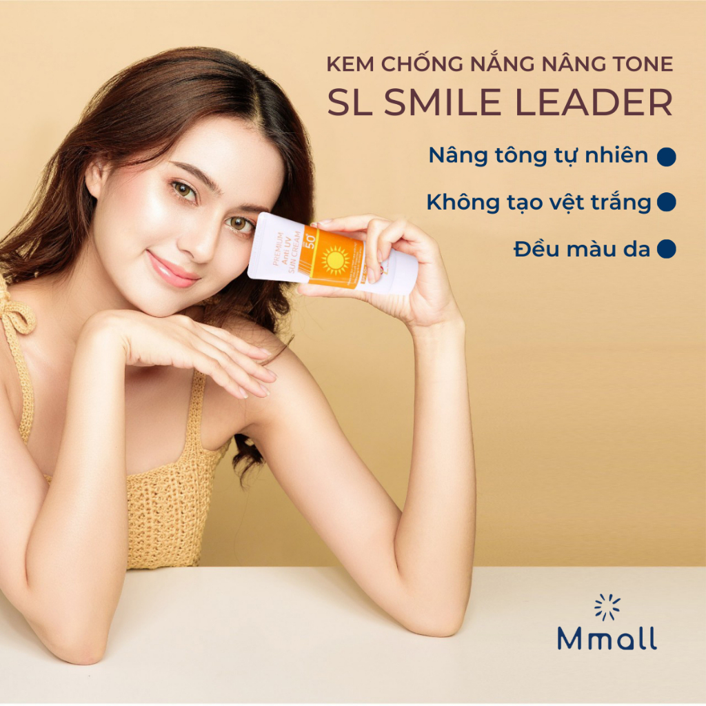 Kem chống nắng nâng tone Smile Leader Sun Cream SPF50+ cho da dầu mụn và da khô 60ml | Mmall_vn