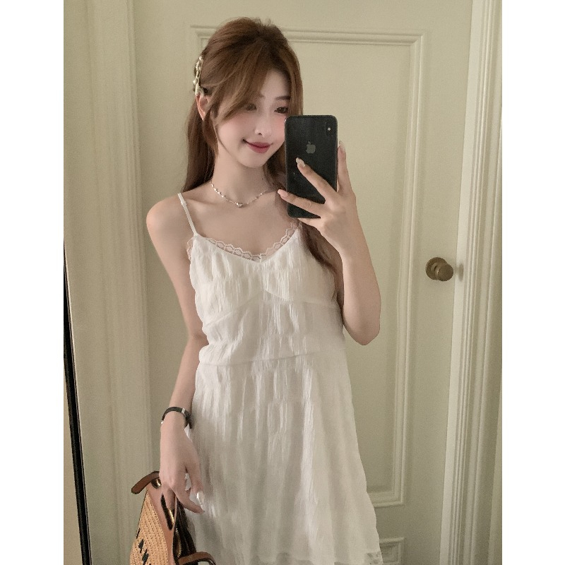 Đầm maxi nữ 2 dây dáng suông chữ A , váy maxi 2 dây cổ V xếp tầng viền ren tiểu thư 3146