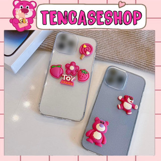 [ 335 ] Ốp lưng ip trong suốt có nhũ kim tuyến bling bling hoạ tiết gấu dâu lotso dành cho ip - TENCASESHOP