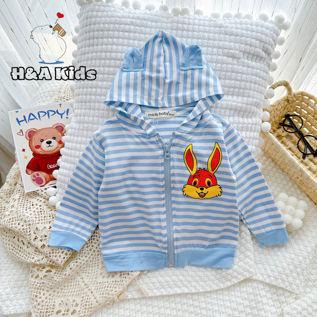 Áo khoác sọc thun lạnh cho em bé minlybaby size 130 - 170