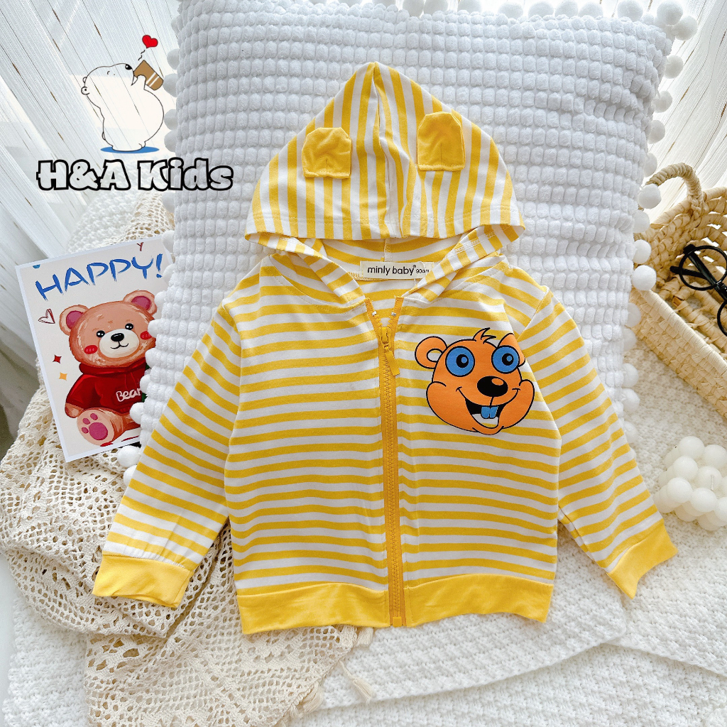 Áo khoác sọc thun lạnh cho em bé minlybaby size 130 - 170