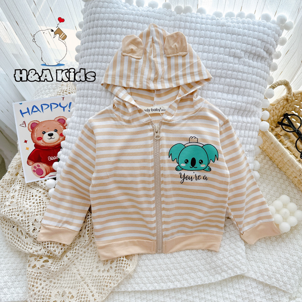 Áo khoác sọc thun lạnh cho em bé minlybaby size 130 - 170