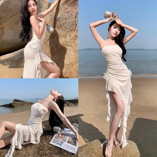 Đầm trắng body thiết kế bèo đi biển sang chảnh Minya Dress D59